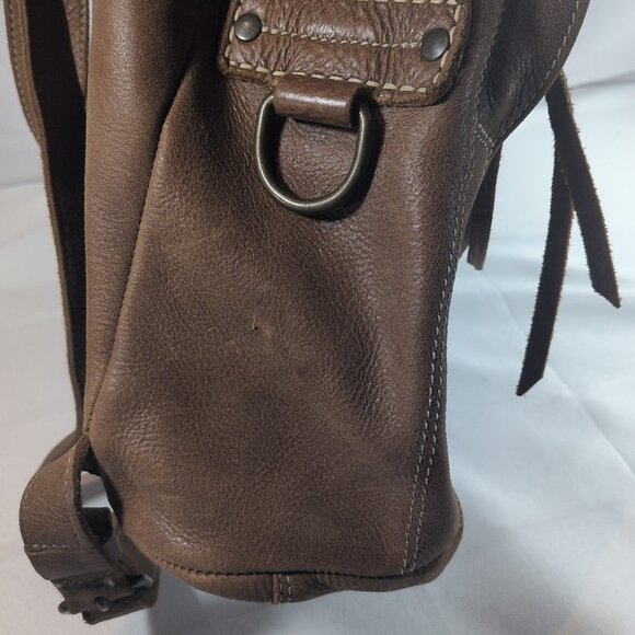 Roots Canada Genuine Leather Backpack Brown Canadian Leaf Bag Tan Vintage Large - Picture 11 of 16